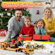 Toys Gifts for 3 4 5 6 7 Years Old Boys, Engineering Construction Vehicles Truck, Construction Toys Set with Truck, Excavator and Bulldozer, Alloy