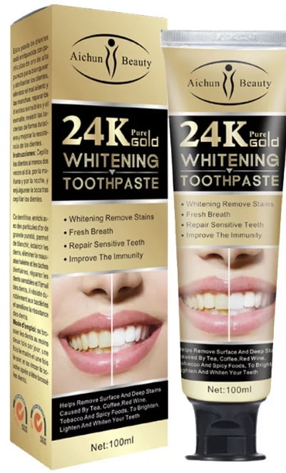 Aichun Beauty Pure Gold Whitening Toothpaste Rich Foam, Anti-Cavity, 'Non-Mint', 3 oz