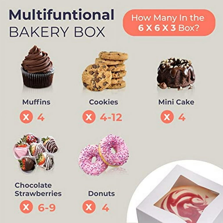 Fit Meal Prep [18 Pack] 14x10x4 Cake Boxes with Window, Quarter Sheet White  Pastry Boxes for Bakery Packaging, Cakes, Desserts, Cookies, Candies