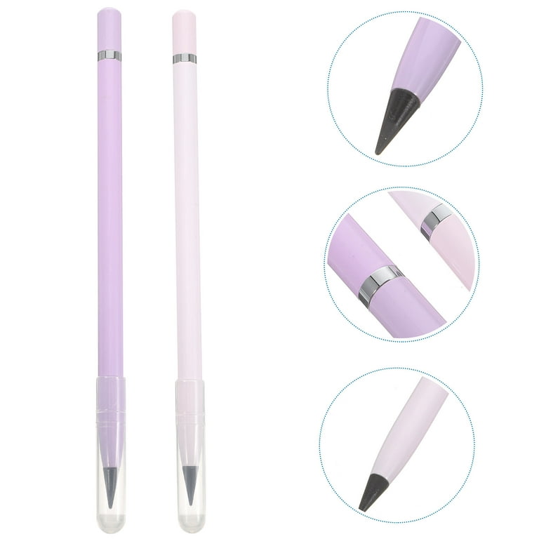 2pcs Metal Inkless Pen Metallic Pencil Forever Pencil Inkless Erasable Pencil for Writing Drawing Drafting, Size: 17.2X1X1CM