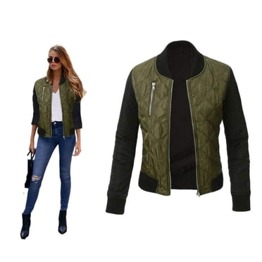 Sparkly Autumn Women Sequin Bomber Jacket Casual Long Sleeve Front Zip Up Casual Coat with Ribbed Cuffs