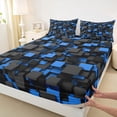 thumbnail image 4 of Homewish Navy Futuristic Cubes Queen Sheets,Contemporary Artwork Queen Sheet Sets,4-Piece,1 Flat Sheet, 1 Fitted Sheet and 2 Pillowcases, 4 of 6