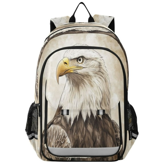 Flip-Top Backpack 17L Capacity Lightweight Bookpack Reflective Safety Strips & Adjustable Chest Strap Bald Eagle