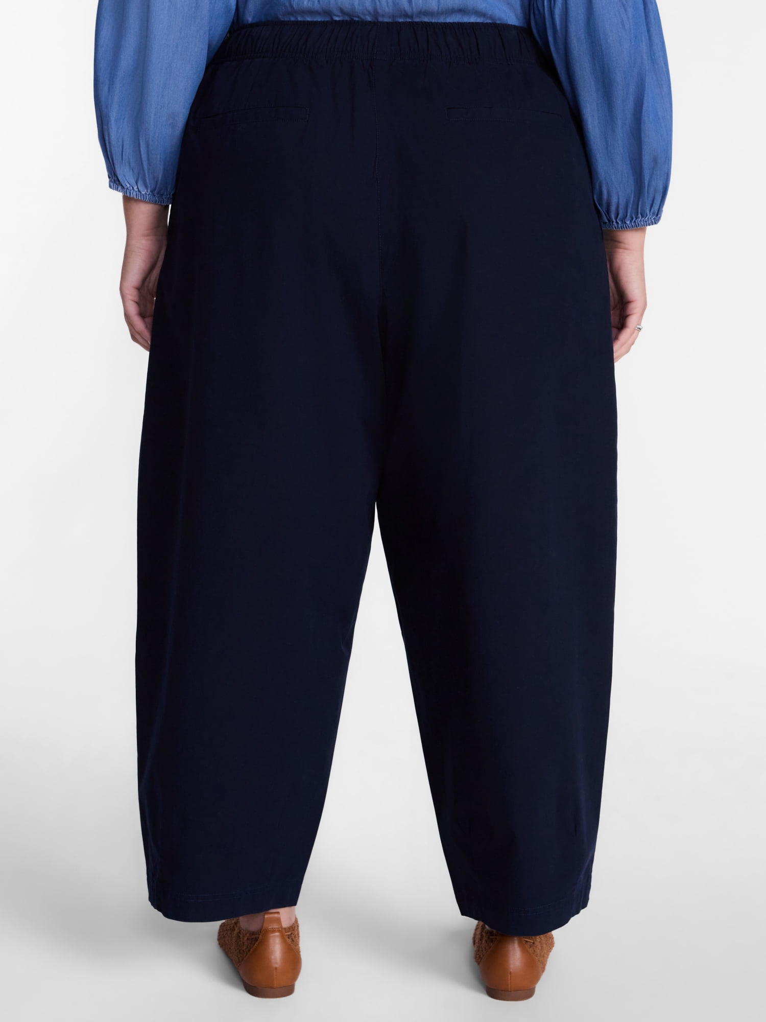 Terra & Sky Women's Plus Cropped Barrel Drawstring Pants, Sizes- 0X-5X