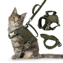 QLFYUU Cat Harness and Leash Set for Walking Escape Proof Adjustable Harness Army Green Color