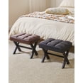thumbnail image 6 of Small 12" H Footrest Stool, Square PU Foot Stool with Metal X-Leg, Multi-Use as Small Side Table, Step Stool for Living Room, Bedroom, Entryway, Office, Dark Brown WBD012Z, 6 of 12