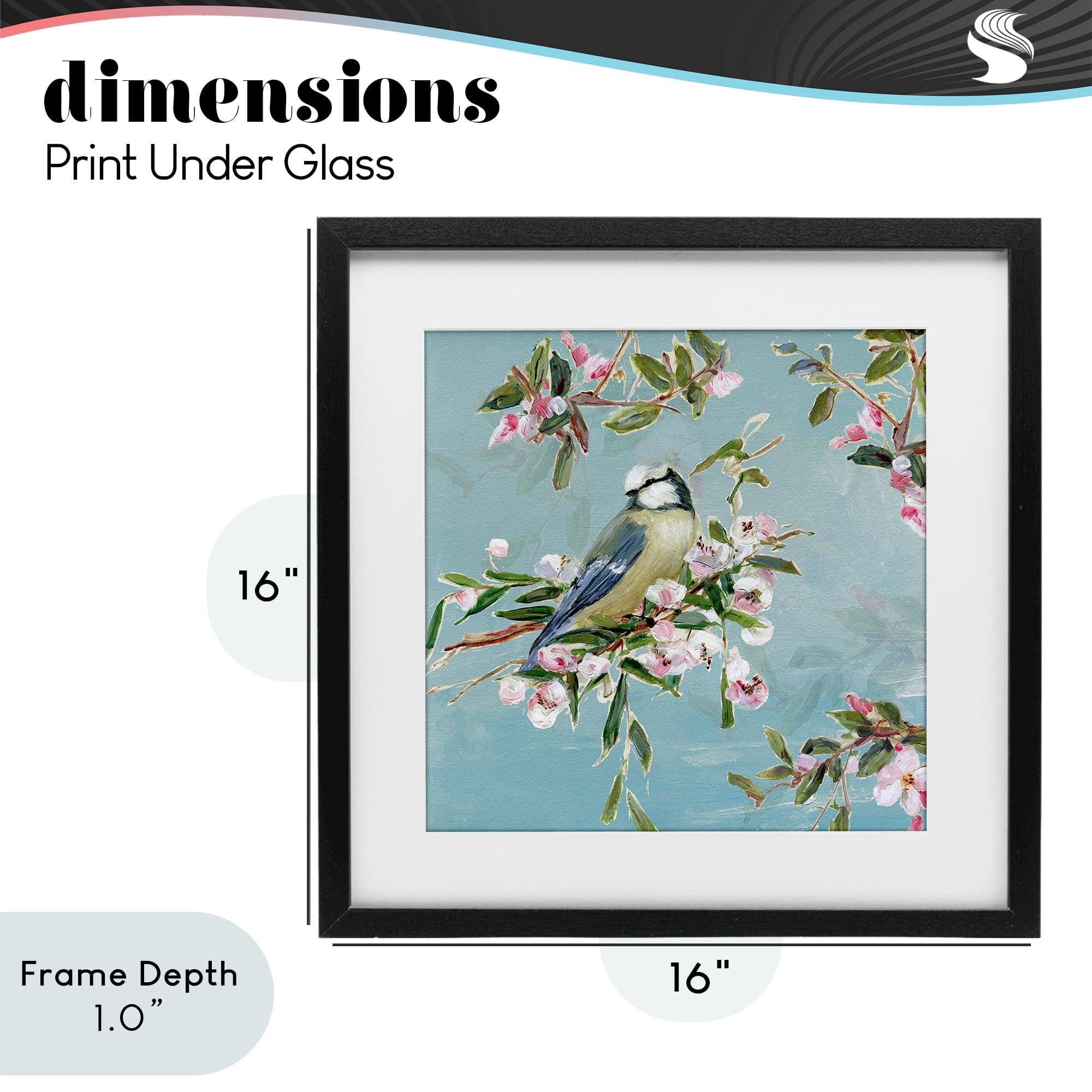 Stupell Industries Songbird Perched on Blooms Black Framed Print Under Glass, design by Sally Swatland
