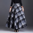 thumbnail image 4 of Womens Plaid Skirt Fall Long A-Line High Elastic Waisted Skirt Winter Vintage Woolen Tartan Skirts with Pockets, 4 of 5