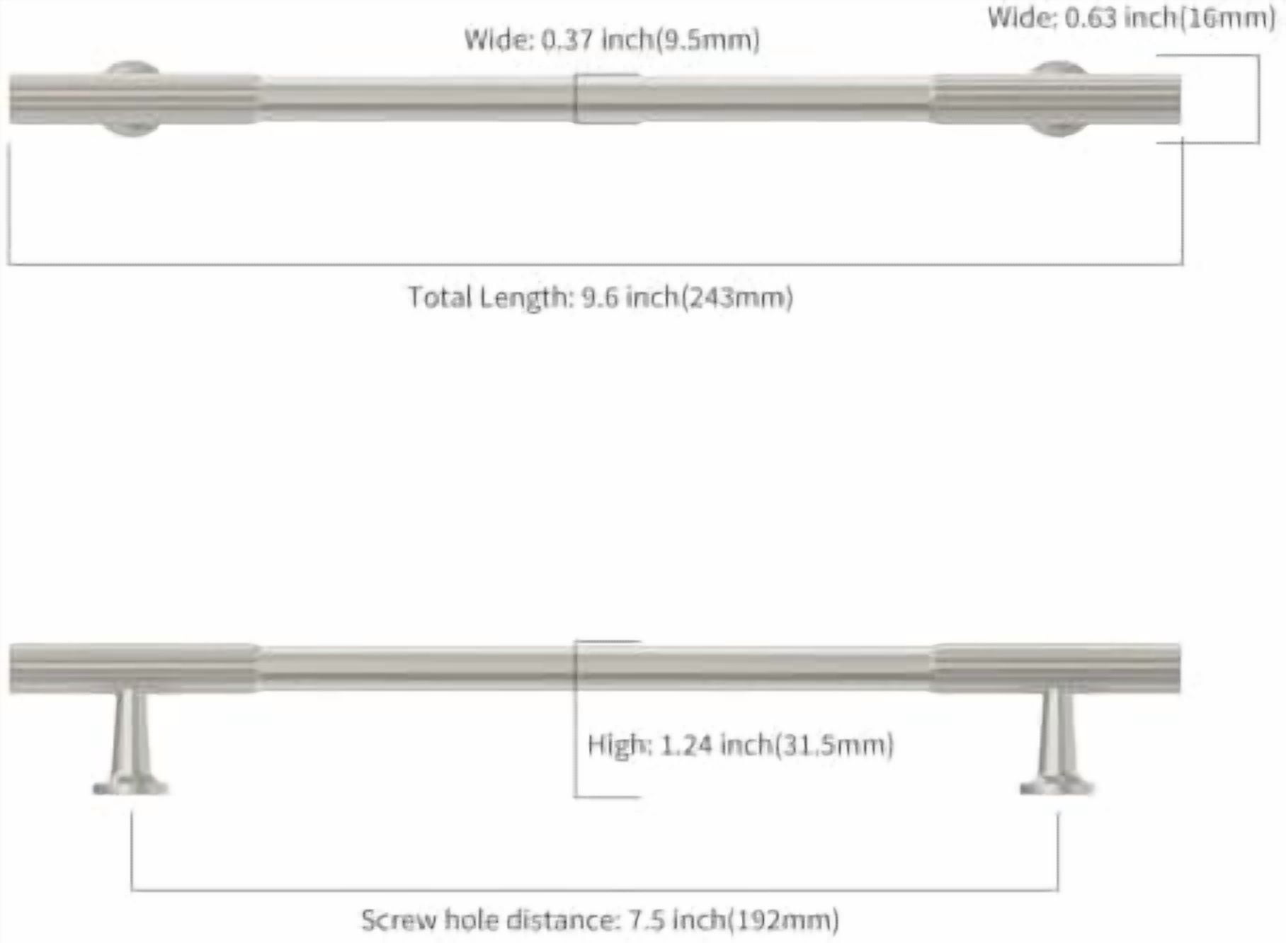 10 Pack 7.5 Inch(192mm) Brushed Satin Nickel Cabinet pulls Kitchen Cabinet Handles, Cabinet Pulls Kitchen Cabinet Hardware for Cupboard Drawer Pulls
