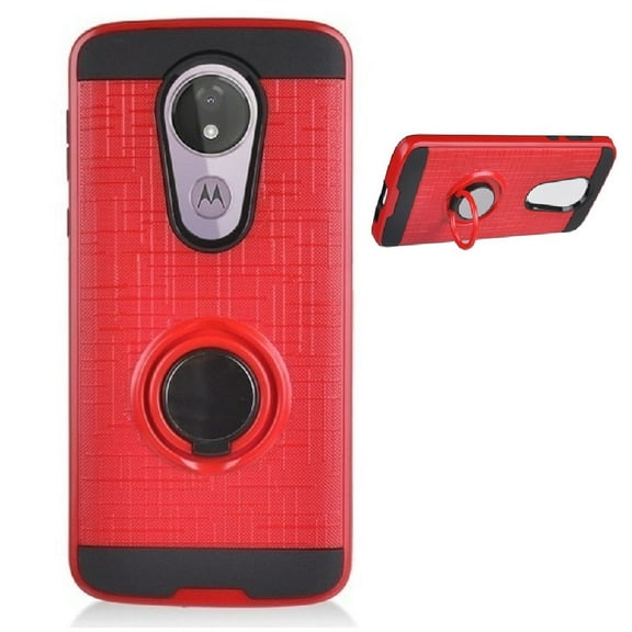 Phone Case for Motorola Moto G7 Power / Moto G7 Supra / Moto G7 Optimo Maxx ( Not for: Moto G7 Optimo), Magnetic Ring Kickstand Hybrid Case Cover (Red)