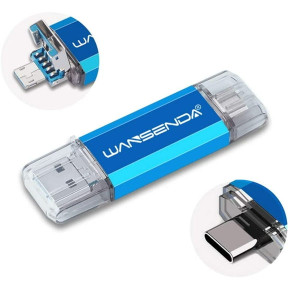 WANSENDA 128GB Type C & Micro USB 3.1 Haut Débit Lecteur Flash 3 en 1 USB 3.0/3.1 Clé USB pour PC/Mac/Samsung Galaxy