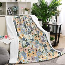 Pioneer Flower Blanket,Comfortable Soft Flannel Throw Blanket,All Season,Warm Lightweight Blankets for Sofa Bed Couch Living Room Chair,40"x50"(100x130cm)