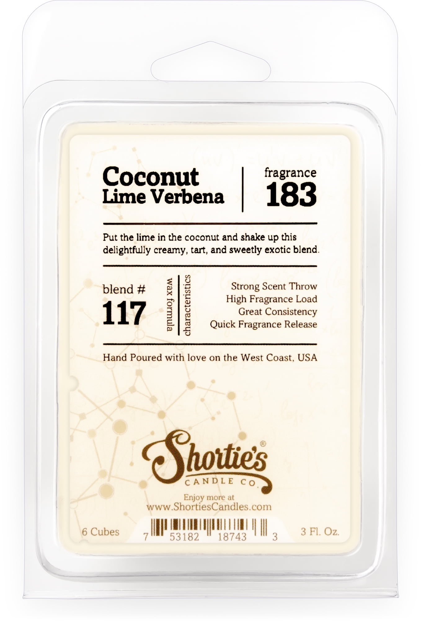 Coconut Lime Verbena Wax Melts - Highly Scented + Natural Oils - Shortie's Candle Company