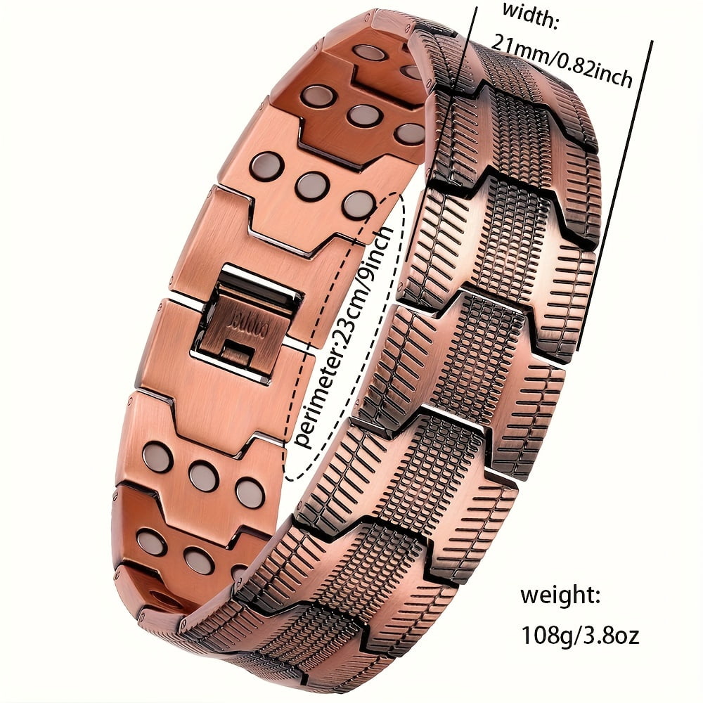 Bracelet for Men - 99.99% Pure Copper, Adjustable Sizing Tool, Joint Support, Valentine's Day Jewelry Gift,2X Version