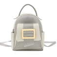 thumbnail image 1 of Fashion Mini Backpack Women PU Leather Patchwork Designer Shoulder Bag Portable Female Travel Backpack Silver, 1 of 6