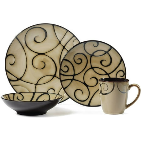 Pfaltzgraff Studio Black Scroll 16-Piece Dinnerware Set