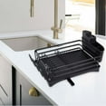 thumbnail image 3 of Soporte para utensilios de cocina, soporte para tazas de fregadero a prueba de herrumbre, soporte para platos y cubiertos que ahorra espacio, soporte , Negro Macarena Soporte para cubiertos, 3 of 6