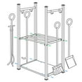 thumbnail image 3 of Amagabeli 28.3In Large Firewood Rack Fireplace Tool Rack Outdoor Indoor Log Rack with 4 Tools Wood Holder Bin Firewood Holders Lumber Storage Stacking Wrought Iron Fireplace Logs Holder Stove Black, 3 of 10