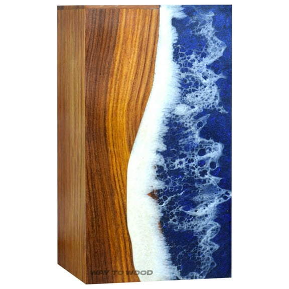 Wooden Urn for Human Ashes Adults, Men & Women - Cremation Urns for Burial or Home Display - Handcrafted Urns with Ocean Resin Inlay - Unique Memorial Urn for Ashes