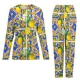 thumbnail image 5 of Fruit Print Pajamas Oranges And Lemons Two Piece Casual Pajamas Set Female Long Sleeves Trendy Oversized Home Suit, 5 of 7