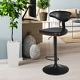 thumbnail image 3 of Gymax Walnut Bentwood Barstool Height Adjustable Upholstered Swivel Stool Curved Back, 3 of 10