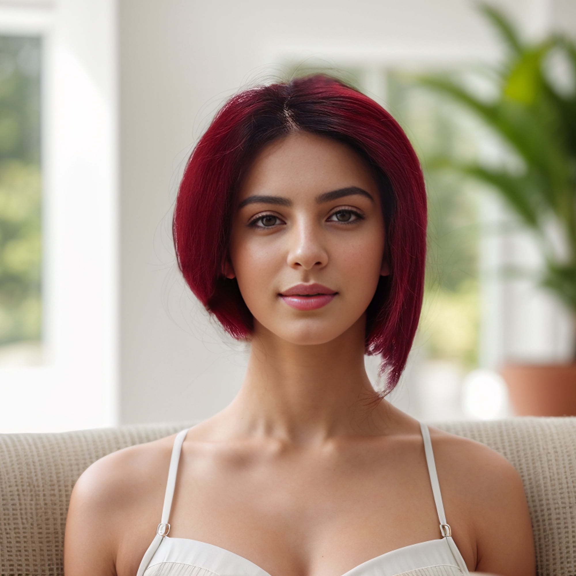 Unique Bargains 1 Pc Straight Short Hair Hair Wig Real Human Hair 6in 13x4x1in 150 Human Wig Black Red for Women