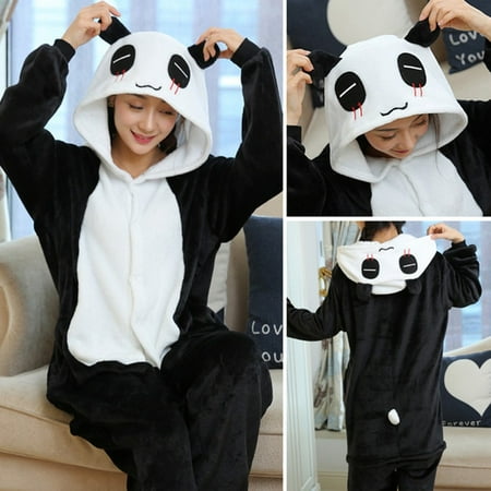 

CoCopeanut Anime Cosplay Panda Pajamas Winter Women Men Unicorn Totoro Cat Onesies Kids Halloween Family Flannel Animal Overalls Sleepwear