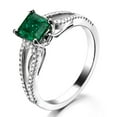 thumbnail image 1 of Perfect Twin Row 2 Carat Green Emerald 6mm Princess Cut And Moissanite Diamond Engagement Ring In 10K White Gold, Promise Ring, Anniversary Ring, 1 of 4