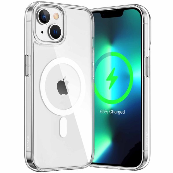 JETech Magnetic Case for iPhone 14 Plus 6.7-Inch Compatible with MagSafe Wireless Charging, Shockproof Phone Bumper Cover, Anti-Scratch Clear Back (Clear)