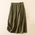 thumbnail image 2 of Summer Saving! Ashirexll Midi Skirts for Women, Skirts for Women Trendy, Summer Women's Solid Color Cotton Elastic Waist Cargo Mid-Length A-line Skirt, 2 of 7