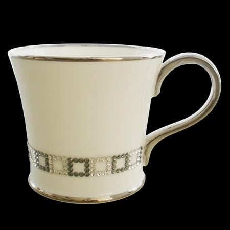 Hand Decorated Bone China - Prouna - Coffee Mug - Bone China - Cube Chain Decorated with Swarovski Crystals