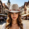 thumbnail image 2 of Premium Felt Cowboy Hat with Cattleman Crease Wide Brim Shapeable Western Hat for Men Women Cowgirl Rodeo Daily Wear, 2 of 5