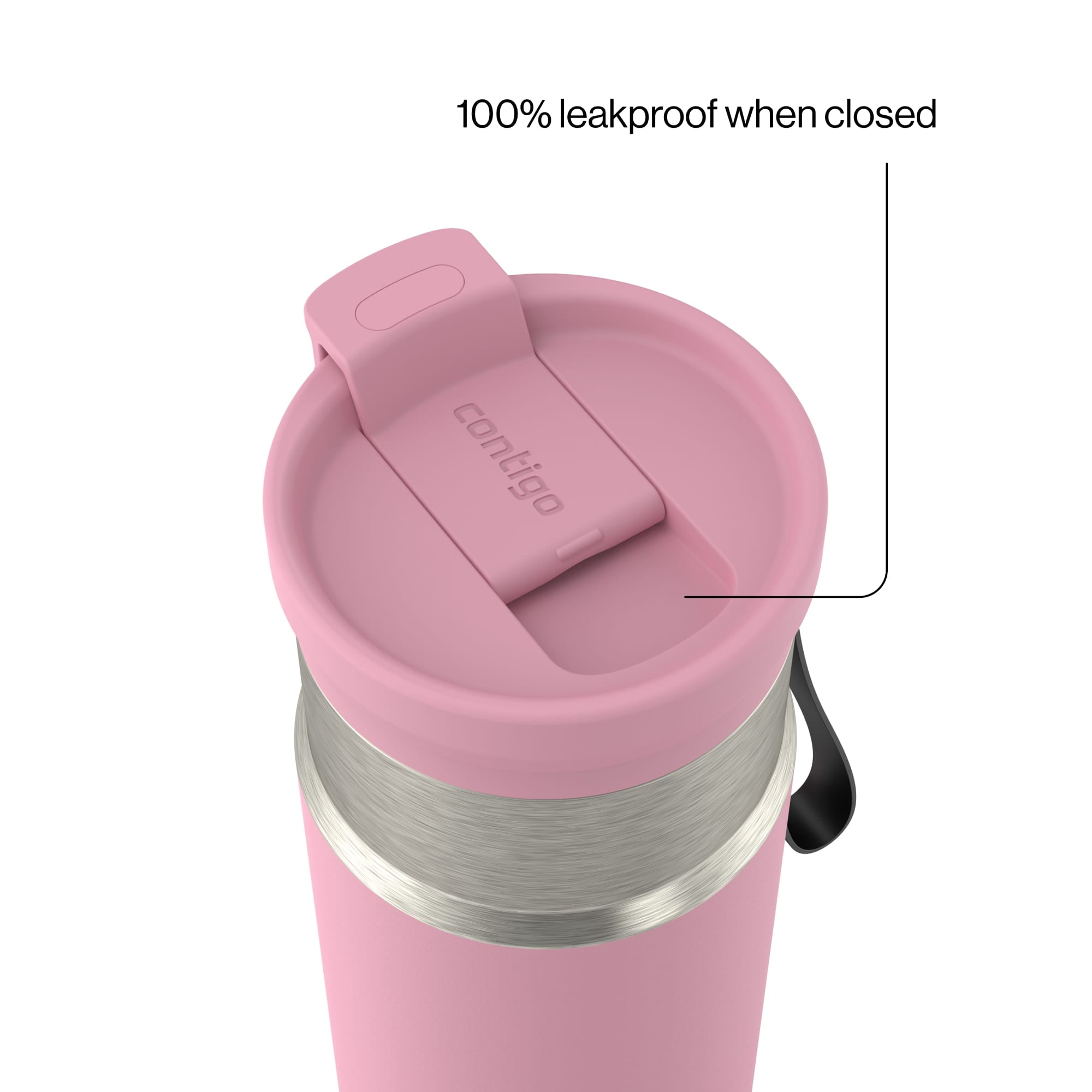 Contigo Water Bottle, 28 Oz, Stainless Steel, Vacuum Insulated Leakproof, DualSip 2-Way Lid, Pink Diamond