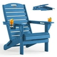 thumbnail image 3 of Folding Adirondack Chair Outdoor Fire Pit Chairs HDPE All-Weather with Cup Holder Patio Garden Navy, 3 of 8