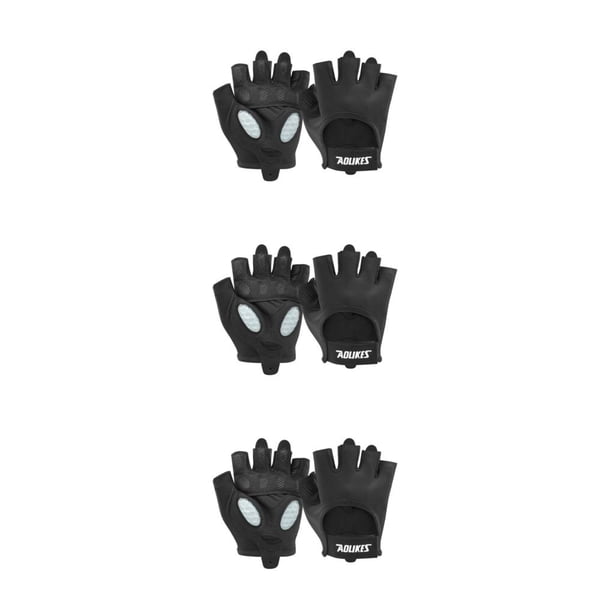 Naiovety 2 uds guantes de Fitness culturismo mancuernas ajustables entrenamiento medio dedo guante al aire libre mitones para peso negro L Type1 NO1