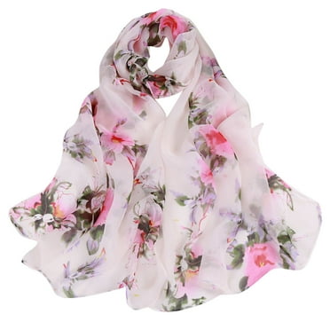 Weikingp Scarf for Women Fashion Women Peach Blossom Printing Long Soft Wrap Scarf Ladies Shawl Scarves Neck Scarf Warm Scarf (Clearance) Multicolor Chiffon