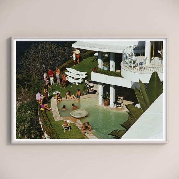 Slim aarons Clifftop Pool, Barranca Print Poster , Vintage Photography Print , High Society Photo Print , Museum Quality Photo Print, Unframed Paper Poster 8x10in