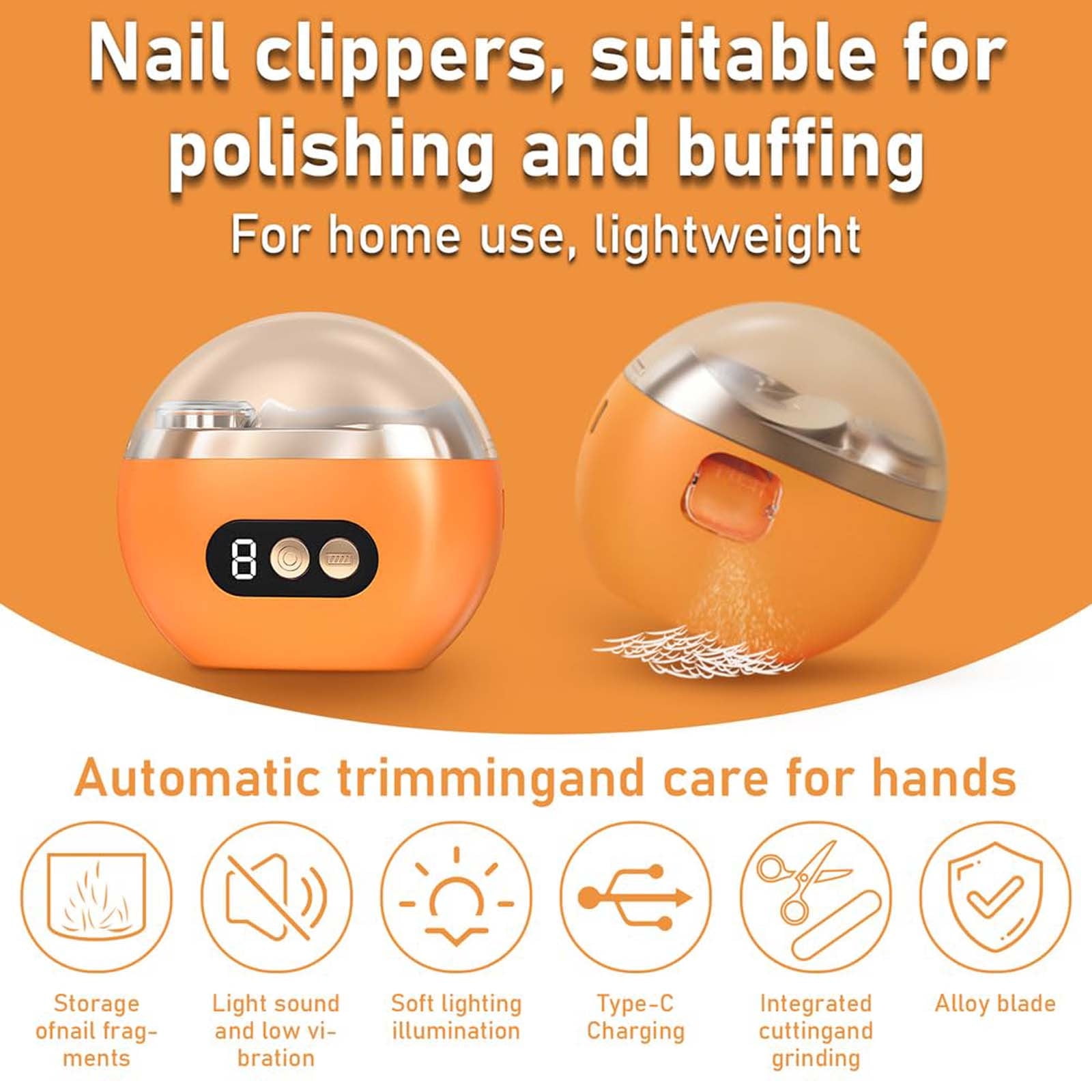 Lunxisen 4 Pcs Automatic Easy Clip Electric Nail Clipper with Polishing Adjustable for Kids Elderly Adults Homebound Seniors Manicure Kit
