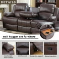 thumbnail image 3 of Bonded Leather Living Room Furniture Set Reclining Sofa Set Loveseat Furniture Sets in Living Room Sofa Recliners (Sofa, Brown), 3 of 12