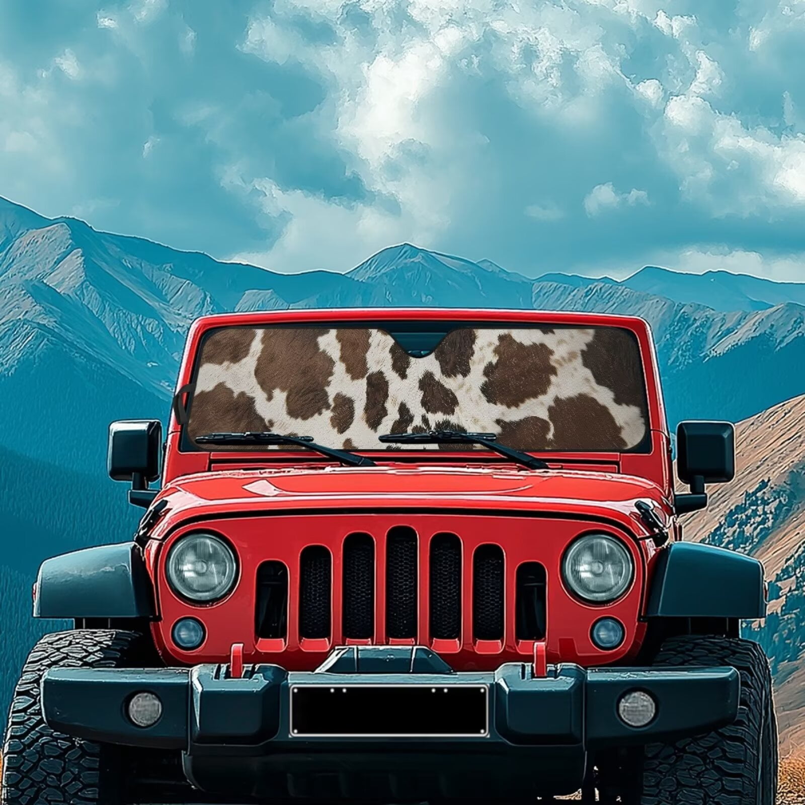 Uorisanigo Front Windshield Sunshade Fit for Jeep Wrangler JK JKU JL JLU 1997-2025 & Jeep Gladiator JT 2020-2024, Foldable Car Sun Shade Blocks UV Rays Keep Vehicle Cooler