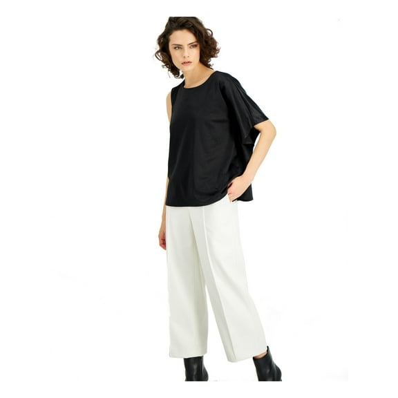 ALFANI Womens Black Crew Neck Top L