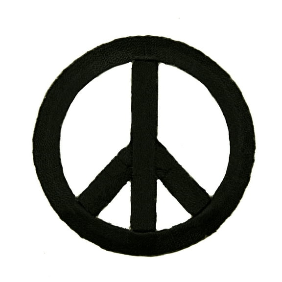 2.75 INCH Peace Sign Black Patch Hippie Symbol Embroidered Iron On Applique