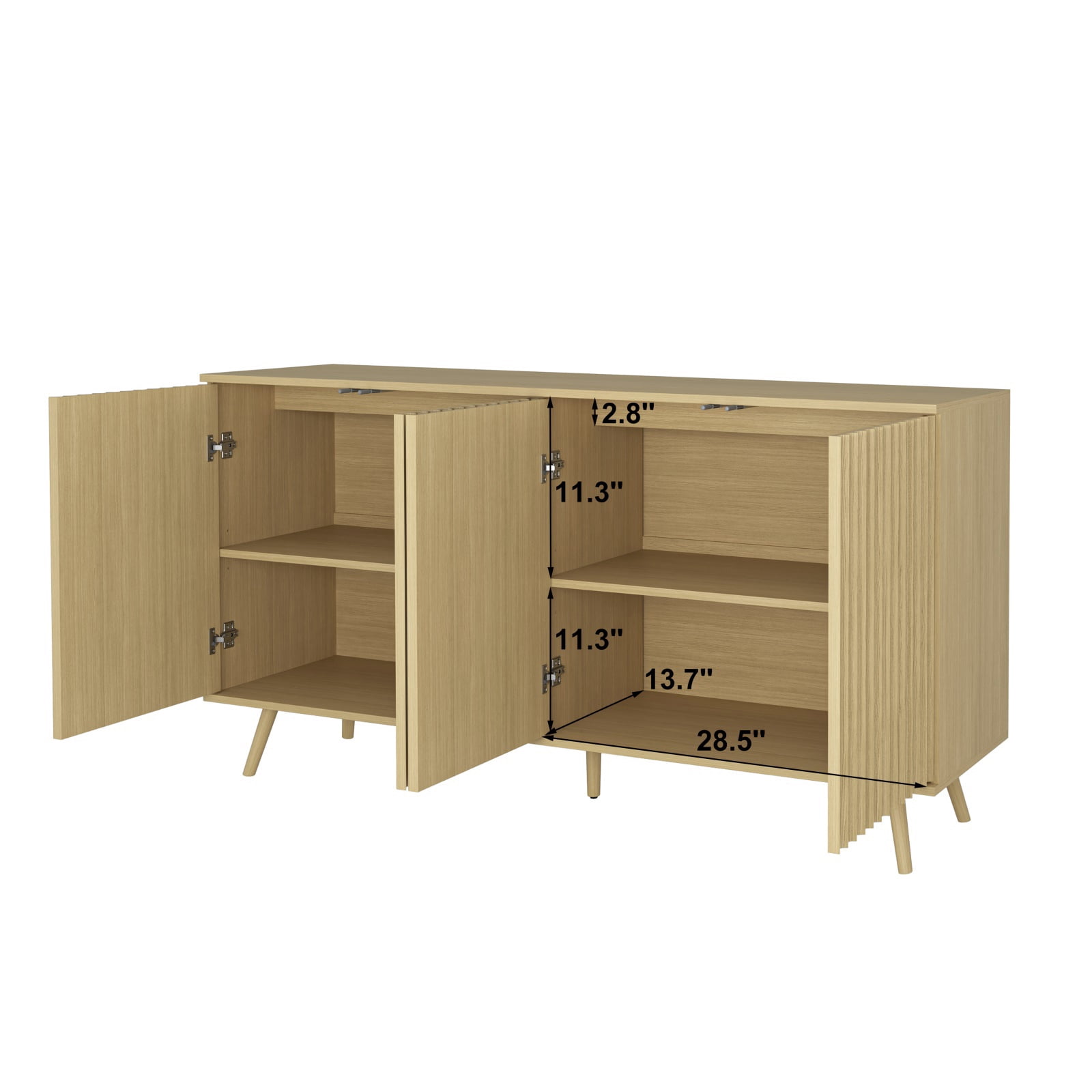 Hommoo Modern Wooden Sideboard Buffet Cabinet with Storage, Sideboard Storage Cabinet with 4 Doors, Multifunctional Credenza Console Coffee Bar Cabinets for Home, Office, Natural