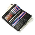thumbnail image 3 of Cartera grande de piel vintage para mujer - Cartera de piel para mujer con protección RFID - Cartera para mujer con 13 ranuras para tarjetas y bolsillo para teléfono móvil, piel sintética negra, 3 of 5