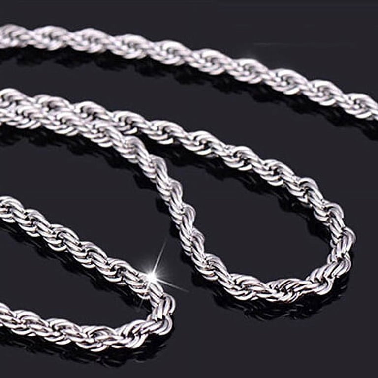 Jiaroswwei Women's Men's 925 Sterling Silver Twist Chain Necklace