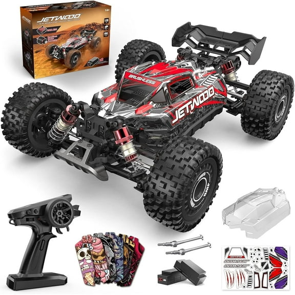 Jetwood 1:16 RC Cars for Adults Max 42mph, Brushless All Terrain Remote Control Truck, Off Road Hobby Electric Adult Remote Control Car, JC16EP with 2 Batteries & DIY Shell