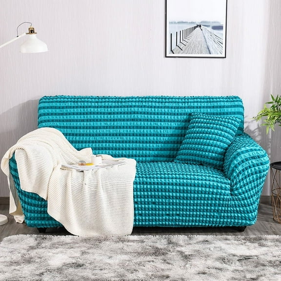 Namzi-b Stretch Sofa Slipcover for 4-Seat Couches - Heavy Duty Non-Slip Furniture Protector, Anti-Pilling Chenille Machine Washable Couch Cover Fits Recliners/Sectionals (Blue)