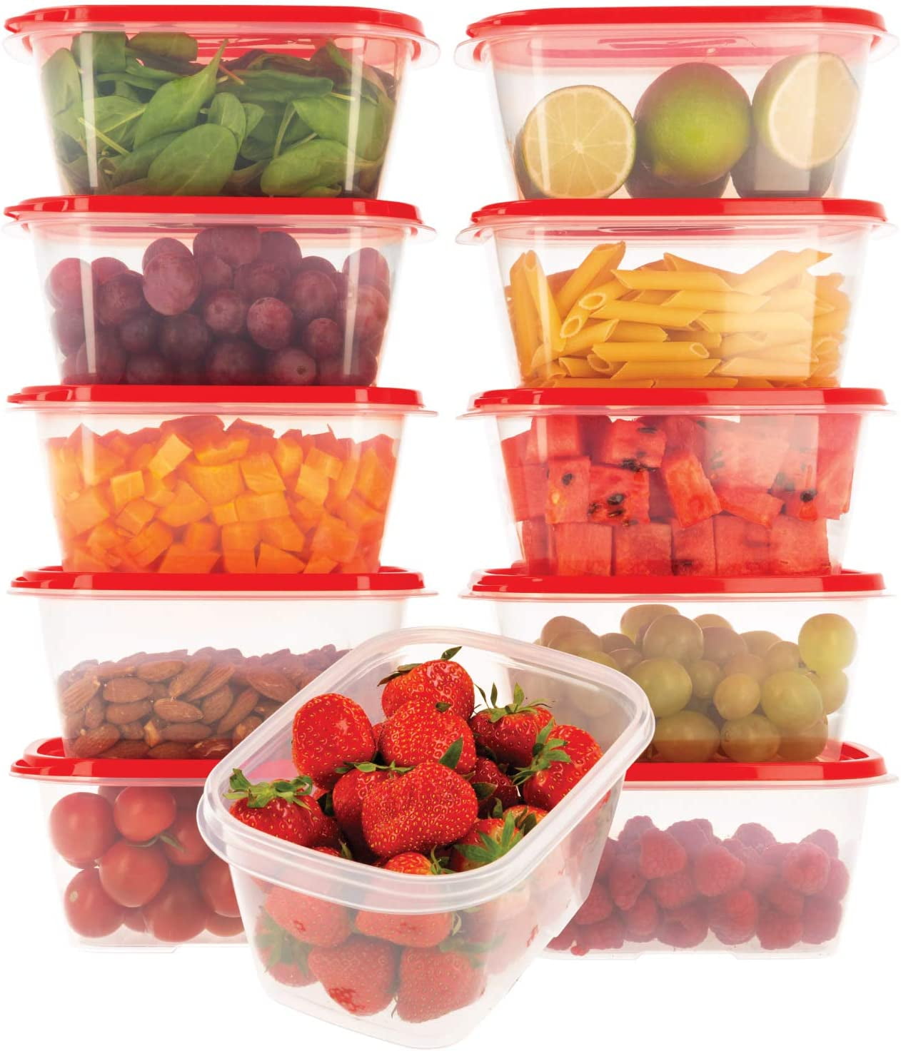 40 Pack Reusable Meal Prep Containers Microwave Safe Food Storage Containers with Lids, 24 oz -1 Compartment Take Out Disposable To Go Plastic Bento Lunch Box BPA Free