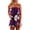 Purple, variant on Shadoumai Women's Rompers Summer Strapless Floral Print Off Shoulder Boho Flowy Ruffle Hem Shorts Jumpsuit with Pocket