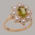 thumbnail image 2 of LBG British Made 14k Rose Gold Natural Peridot & Cultured Pearl Womens Statement Ring - 33 size options - Size 4.25, 2 of 6